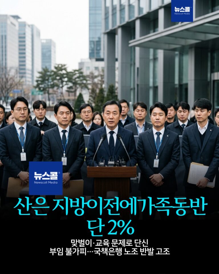 산은 지방이전에가족동반 단 2% -